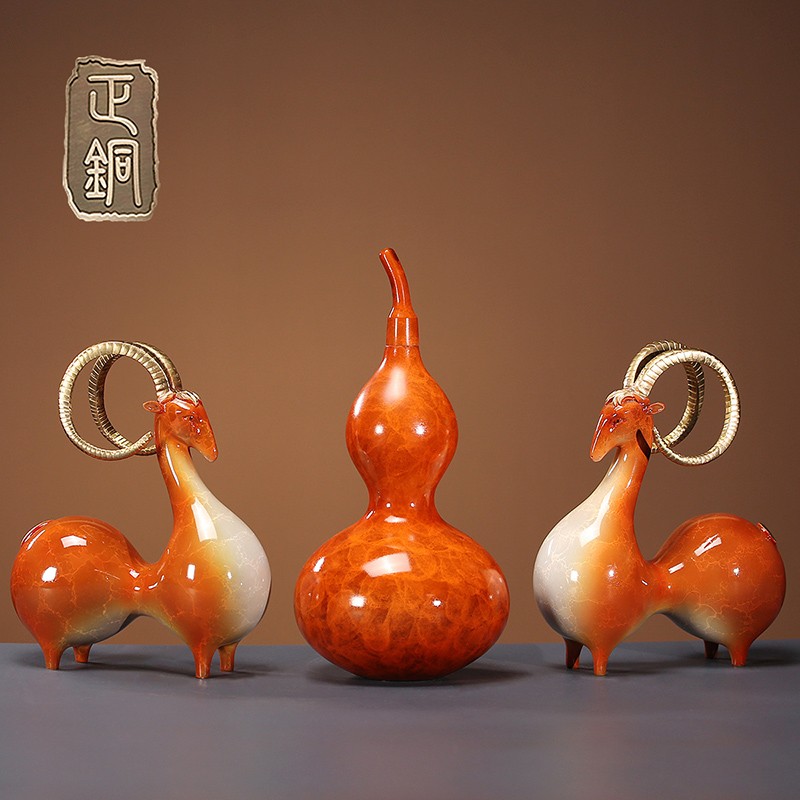 正铜喜气羊羊 融传统生肖文化与现代美学的招财家居艺术品